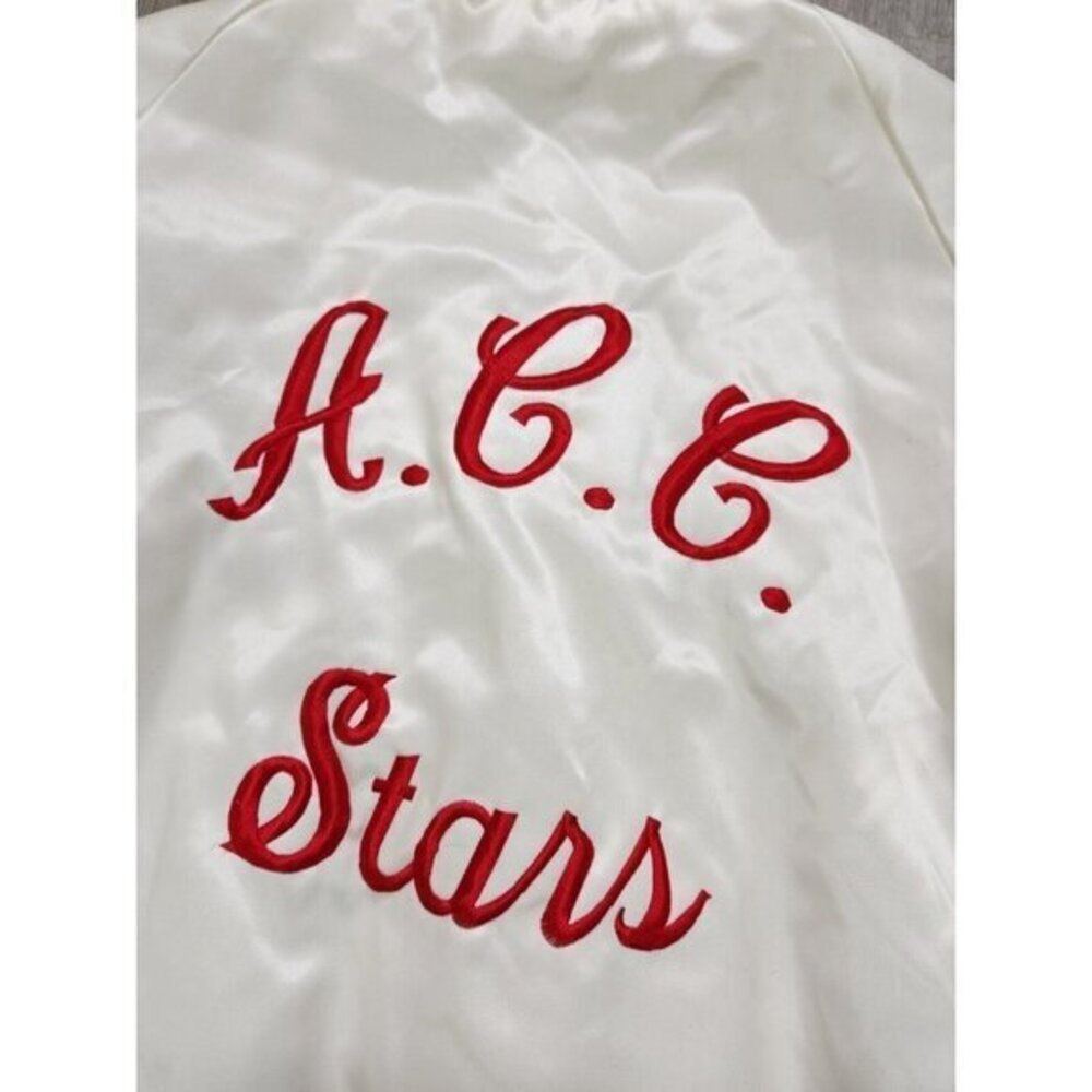 Vintage 60s "All Stars" White Satin Bomber Varsity Jacket‎ Mens Large - Picture 2 of 10